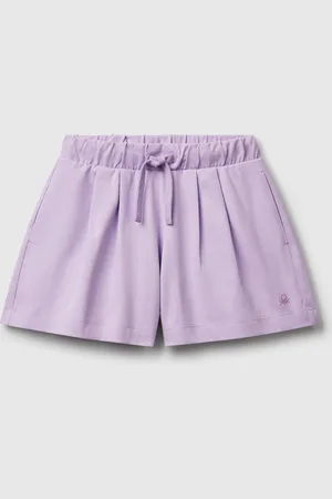 Benetton Pantalón Corto De Puro Algodón De Tacto Cálido. Cintura Con Cordón