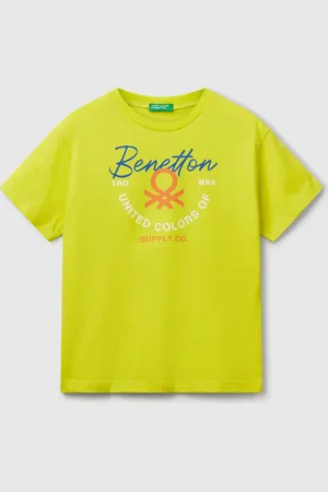 Benetton Camiseta De Manga Corta Y Cuello Redondo En Puro Algodón Orgánico. Una Prenda Básica Y Cómoda