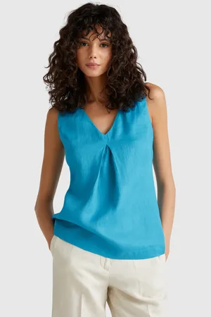 Benetton Blusa Sin Mangas De Puro Lino