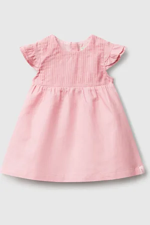 Benetton Vestido Mezcla De Lino Y Algodón