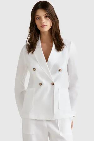 Benetton Chaqueta Cruzada De Puro Lino