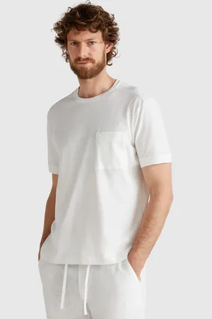 Benetton Camiseta Mezcla De Lino Con Bolsillo