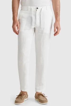 Benetton Pantalón De Puro Lino Con Cordón