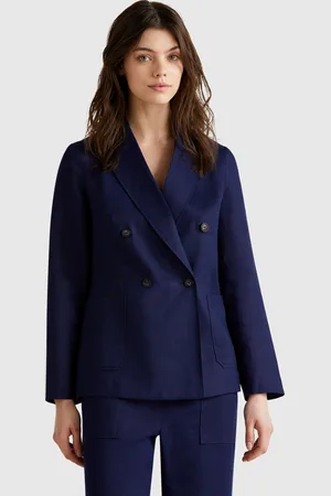 Benetton Chaqueta Cruzada De Puro Lino