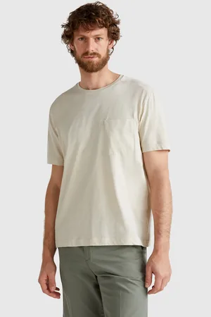 Benetton Camiseta Mezcla De Lino Con Bolsillo