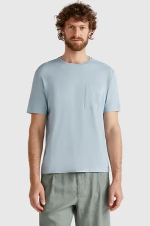 Benetton Camiseta Mezcla De Lino Con Bolsillo