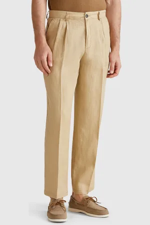 Benetton Chinos Holgados De Puro Lino
