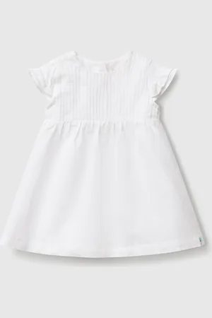 Benetton Vestido Mezcla De Lino Y Algodón