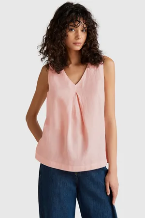 Benetton Blusa Sin Mangas De Puro Lino