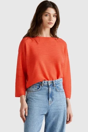 Benetton Jersey De Mezcla De Lino Con Manga 3/4