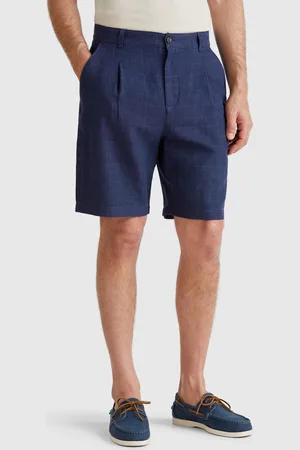 Benetton Shorts De Rayas En Mezcla De Lino