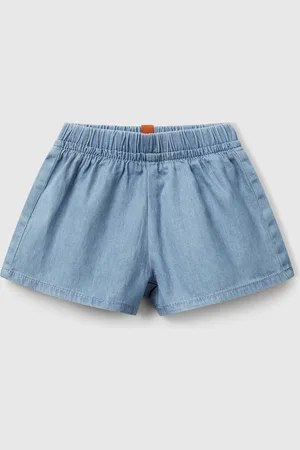 Benetton Pantalón Culotte De Cambray De Puro Algodón. Cintura Elástica Interna