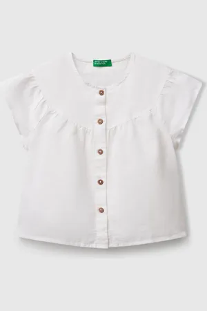Benetton Blusa Mezcla De Lino