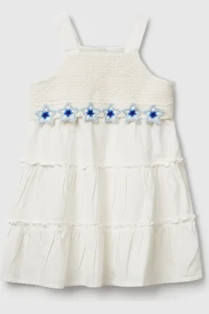 Benetton Vestido Con Flores De Macramé