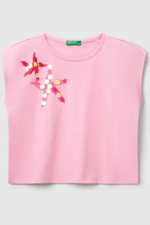 Benetton Camiseta Con Estampado Y Lentejuelas