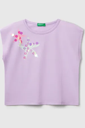 Benetton Camiseta Con Estampado Y Lentejuelas