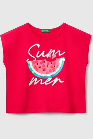 Benetton Camiseta Con Estampado Y Lentejuelas