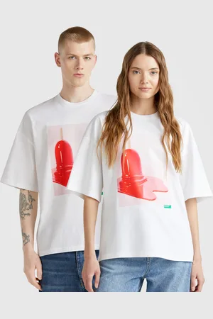 Benetton Camiseta 100% Algodón Estampado Helado