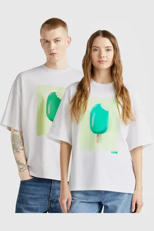Benetton Camiseta 100% Algodón Estampado Helado