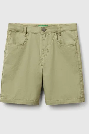 Benetton Pantalón Corto En Tejido Ligero De Puro Algodón. Cintura Elástica Interna Ajustable