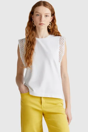Benetton Top Sin Mangas Con Macramé