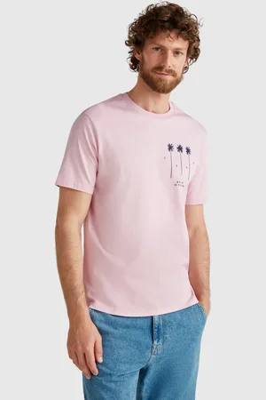 Benetton Camiseta Rosa Pastel Con Gráficos