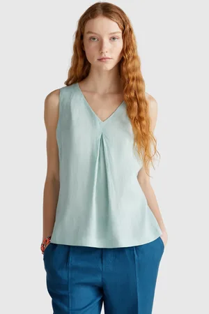 Benetton Blusa Sin Mangas De Puro Lino