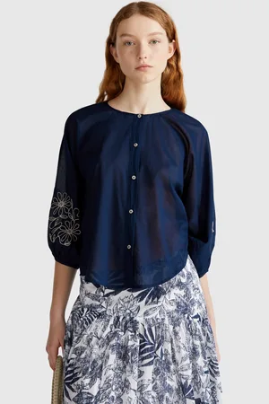 Benetton Blusa Con Bordado Floral