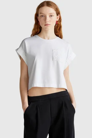 Benetton Camiseta Con Bolsillo De Macramé