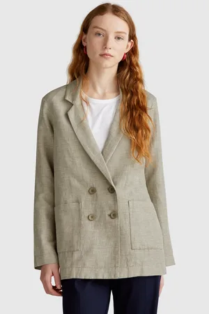 Benetton Chaqueta Cruzada En Mezcla De Lino