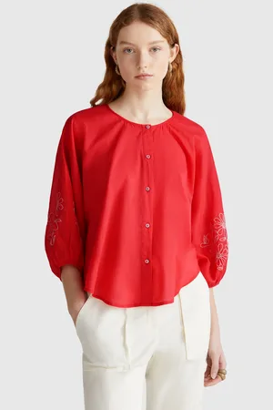 Benetton Blusa Con Bordado Floral