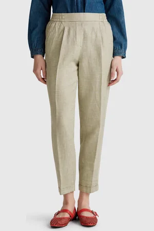 Benetton Pantalón Mezcla Lino Cuadros