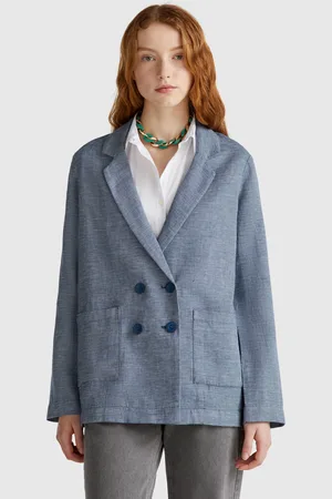 Benetton Chaqueta Cruzada En Mezcla De Lino