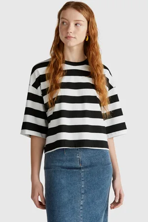 Benetton Camiseta Rayas Blanco Y Negro