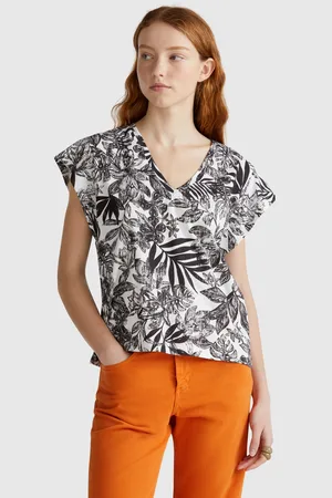 Benetton Camiseta Con Estampado De Flores