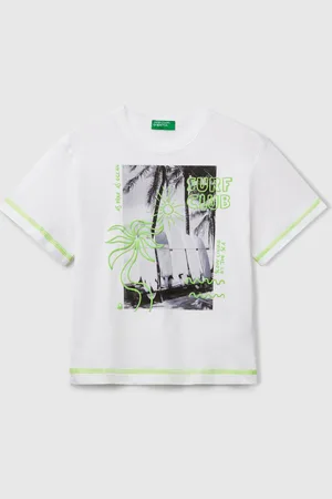 Benetton Camiseta Con Detalles Flúor