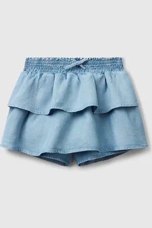Benetton Minifalda De Cambray Con Volantes