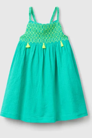 Benetton Vestido Con Borlas Fluorescentes
