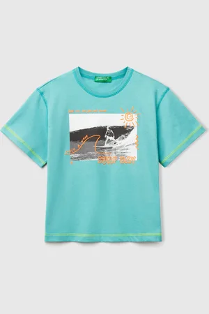 Benetton Camiseta Con Detalles Flúor
