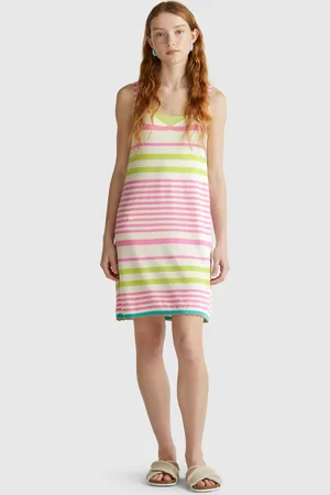 Benetton Vestido De Punto De Rayas