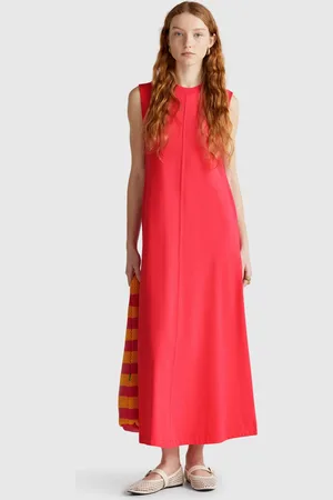 Benetton Vestido Sin Mangas De Puro Algodón