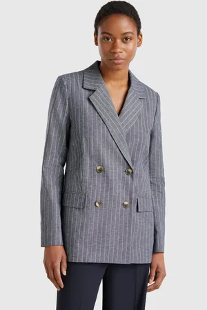 Benetton Blazer A Rayas Diplomáticas Con Doble Botonadura