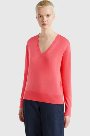 Benetton Jersey Con Cuello De Pico En Mezcla De Seda