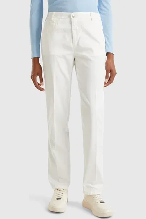Benetton Chinos Slim Fit De Algodón Blanco Crema