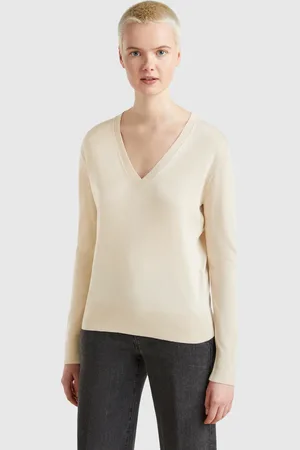 Benetton Jersey Con Cuello De Pico En Mezcla De Seda