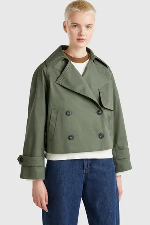 Benetton Gabardina Corta Con Doble Botonadura