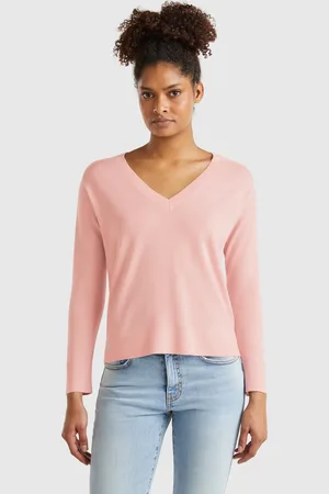 Benetton Jersey Con Cuello De Pico En Pura Lana Merino