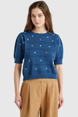 Benetton Jersey Con Flores Bordadas