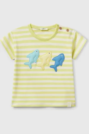 Benetton Camiseta De Rayas Con Parche De Tiburón