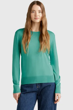 Benetton Camisa De Manga Larga En Mezcla De Seda
